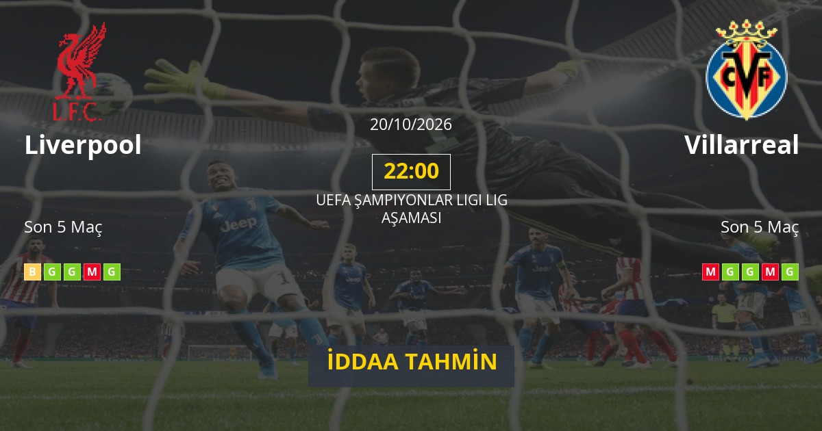 Liverpool Villarreal İddaa Maç Tahmini 20 Ekim 2026