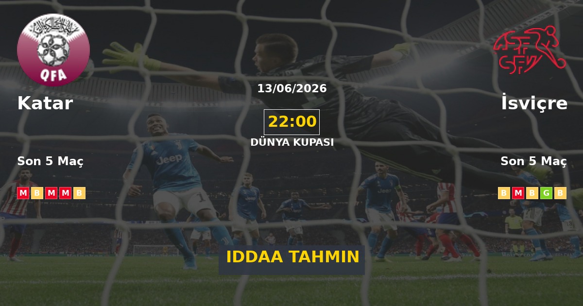 Katar İsviçre İddaa Maç Tahmini 13 Haziran 2026