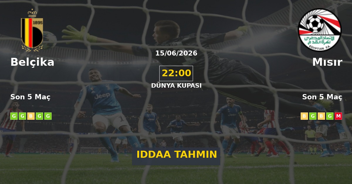 Belçika Mısır İddaa Maç Tahmini 15 Haziran 2026