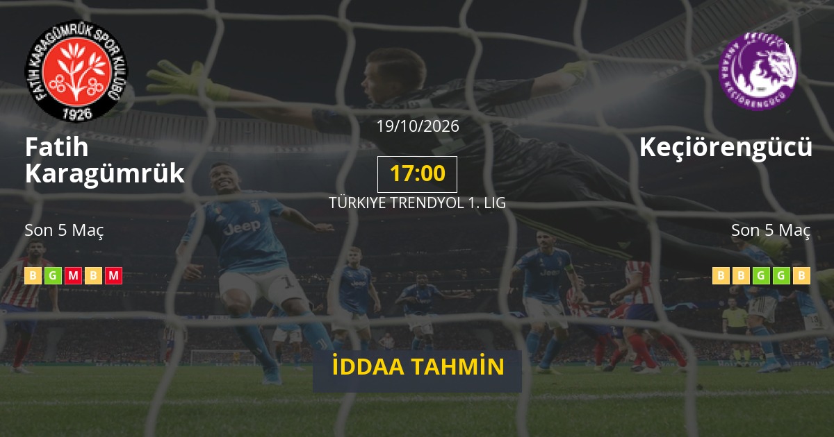 Fatih Karagümrük Keçiörengücü İddaa Maç Tahmini 19 Ekim 2026