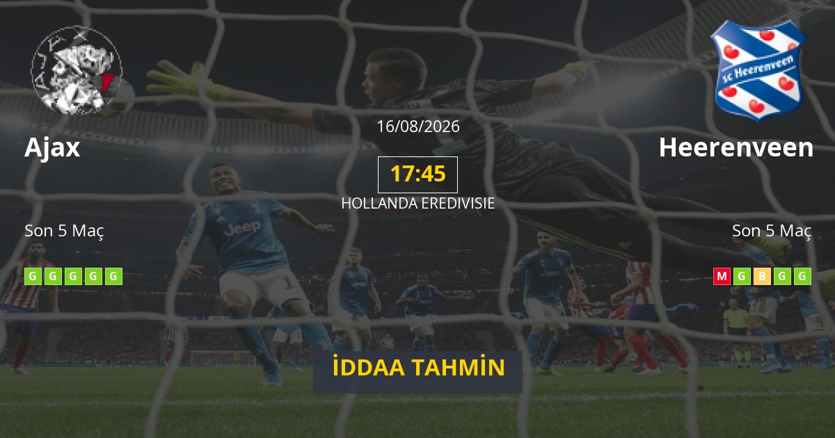 Ajax Heerenveen İddaa Maç Tahmini 16 Ağustos 2026