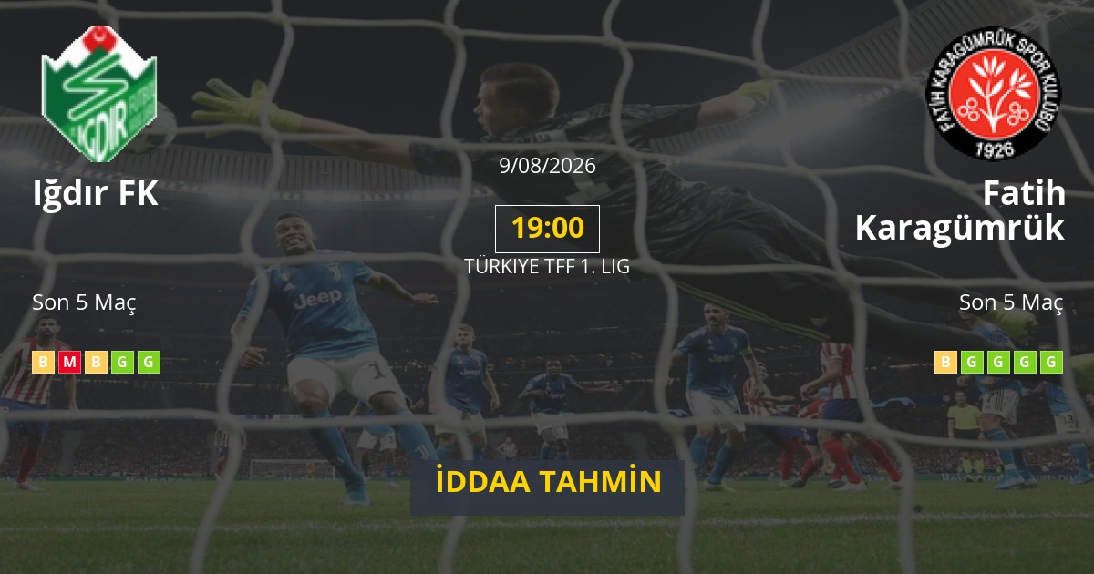 Iğdır FK Fatih Karagümrük İddaa Maç Tahmini 09 Ağustos 2026
