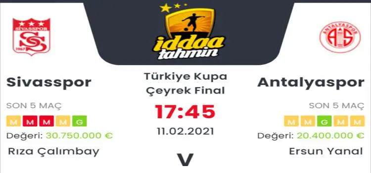 Sivasspor Antalyaspor Maç Tahmini ve İddaa Tahminleri : 11 Şubat 2021