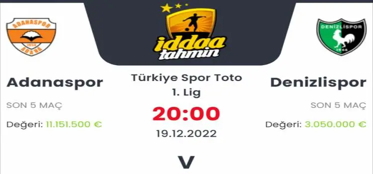 Adanaspor Denizlispor İddaa Maç Tahmini 19 Aralık 2022