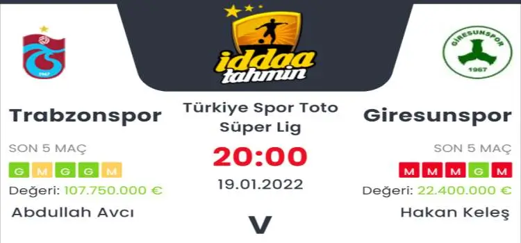 Trabzonspor Giresunspor İddaa Maç Tahmini 19 Ocak 2022