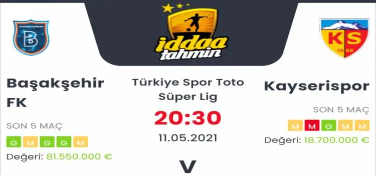 Başakşehir Kayserispor İddaa Maç Tahmini 11 Mayıs 2021