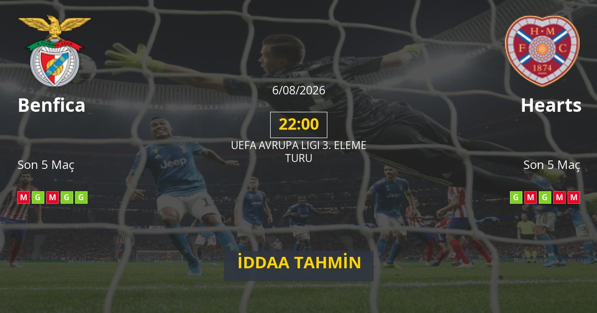 Benfica Hearts İddaa Maç Tahmini 06 Ağustos 2026