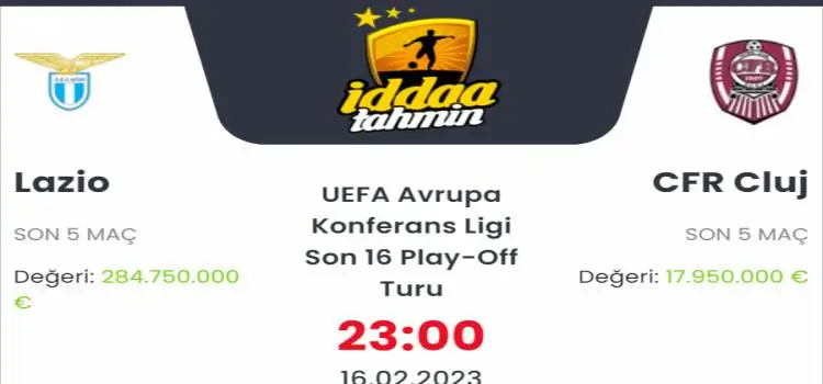 Lazio Cluj İddaa Maç Tahmini 16 Şubat 2023