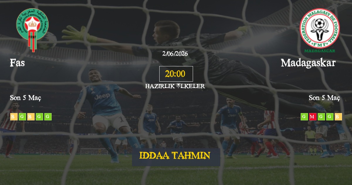 Fas Madagaskar İddaa Maç Tahmini 02 Haziran 2026