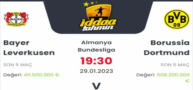 Bayer Leverkusen Borussia Dortmund İddaa Maç Tahmini 29 Ocak 2023