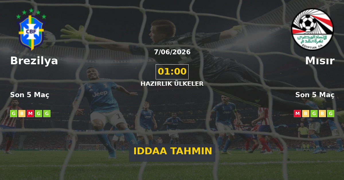 Brezilya Mısır İddaa Maç Tahmini 07 Haziran 2026