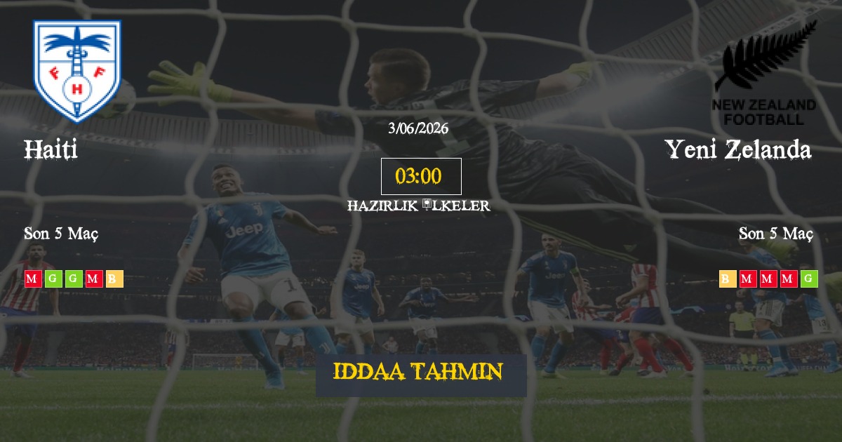 Haiti Yeni Zelanda İddaa Maç Tahmini 03 Haziran 2026