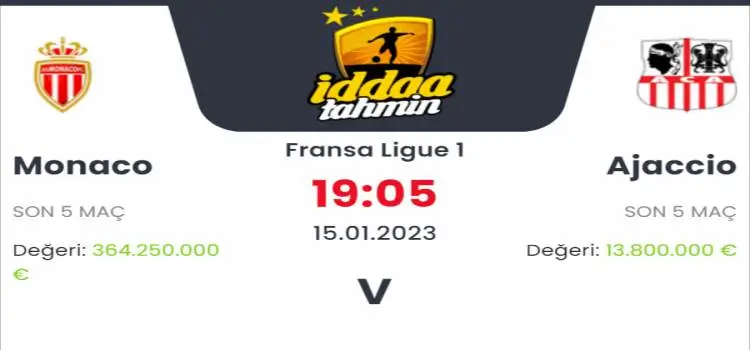 Monaco Ajaccio İddaa Maç Tahmini 15 Ocak 2023