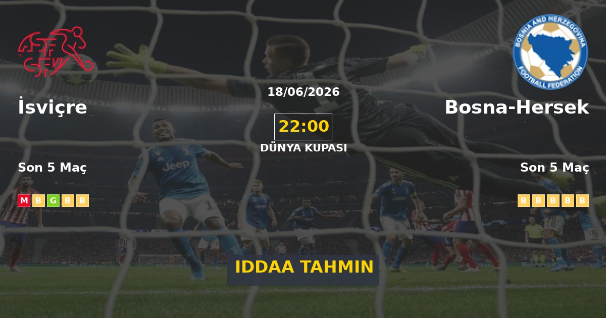 İsviçre Bosna-Hersek İddaa Maç Tahmini 18 Haziran 2026
