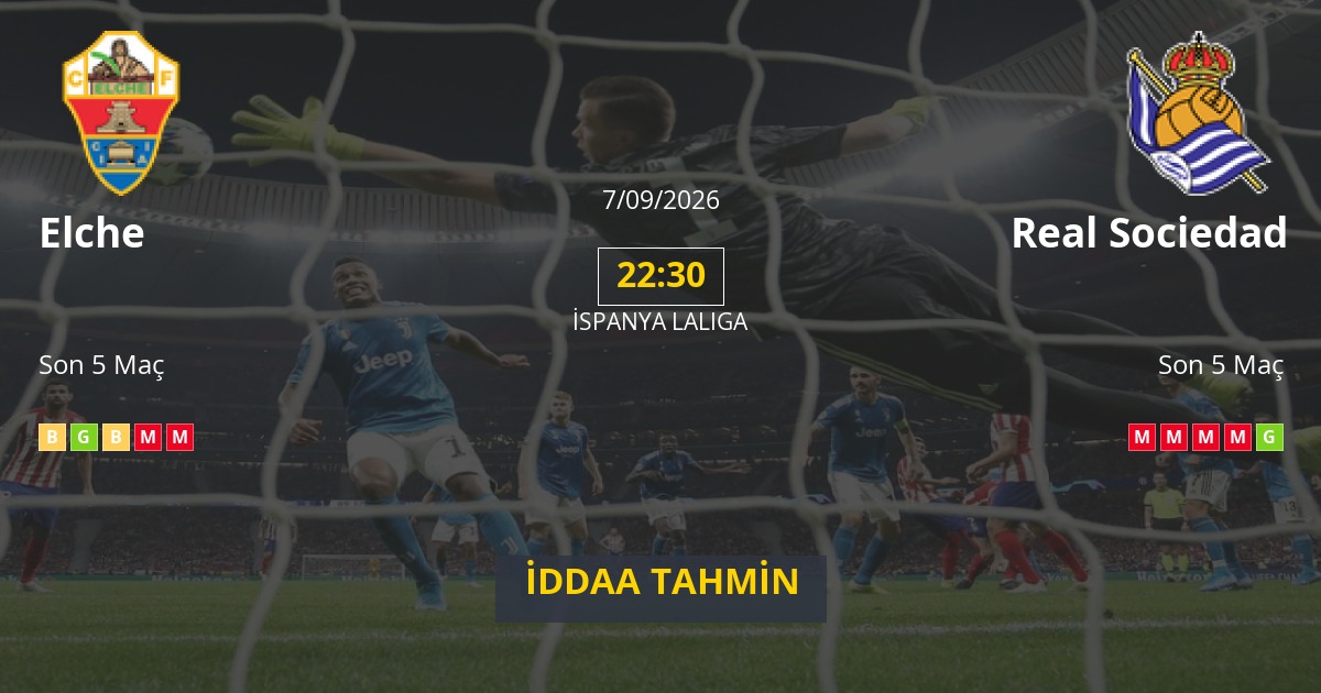 Elche Real Sociedad İddaa Maç Tahmini 07 Eylül 2026