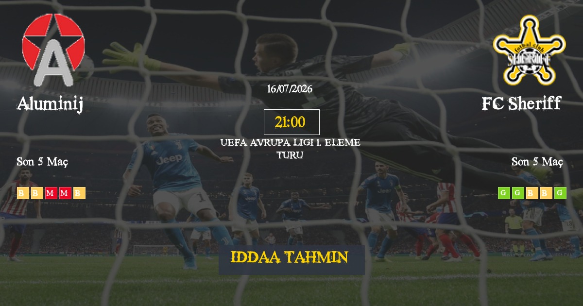 Aluminij FC Sheriff İddaa Maç Tahmini 16 Temmuz 2026