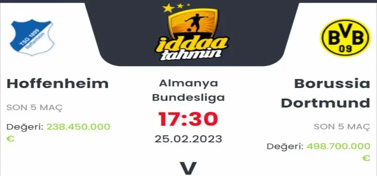 Hoffenheim Borussia Dortmund İddaa Maç Tahmini 25 Şubat 2023