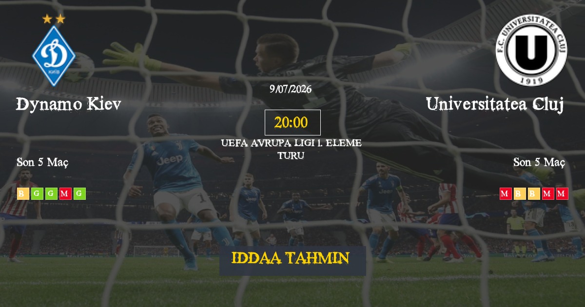 Dynamo Kiev Universitatea Cluj İddaa Maç Tahmini 09 Temmuz 2026