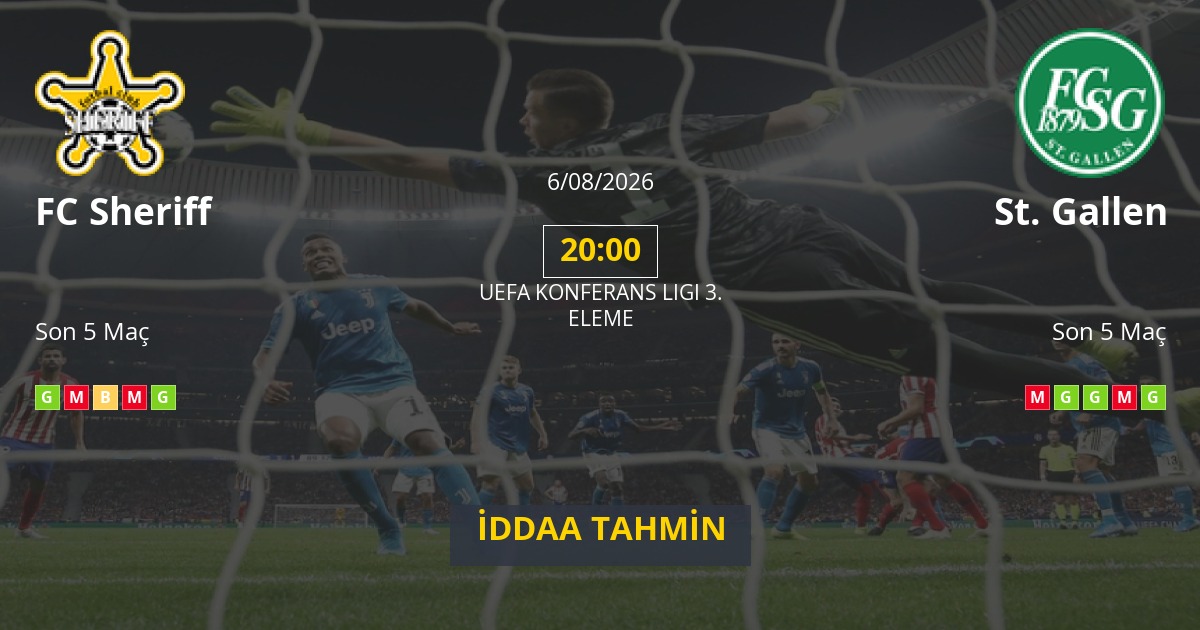 FC Sheriff St. Gallen İddaa Maç Tahmini 06 Ağustos 2026