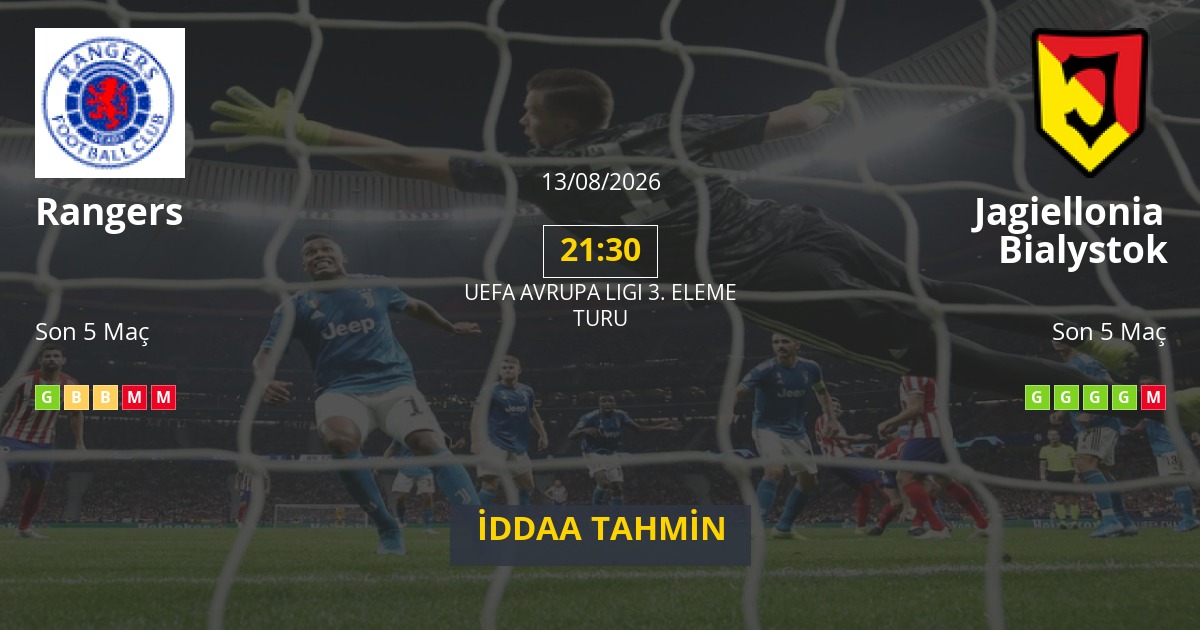 Rangers Jagiellonia Bialystok İddaa Maç Tahmini 13 Ağustos 2026