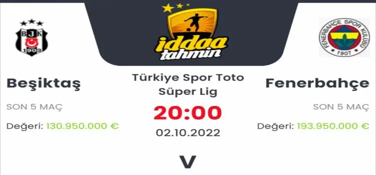 Beşiktaş Fenerbahçe İddaa Maç Tahmini 2 Ekim 2022