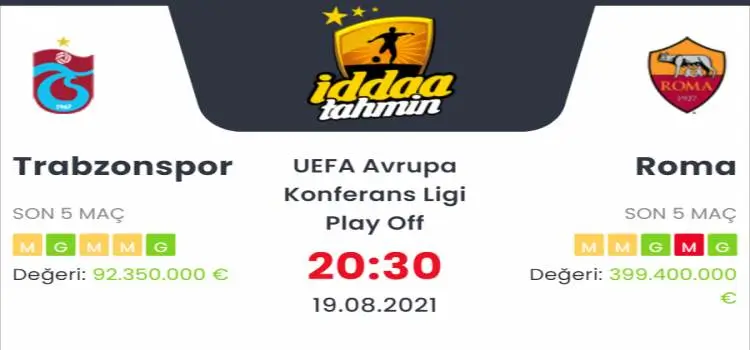 Trabzonspor Roma İddaa Maç Tahmini 19 Ağustos 2021