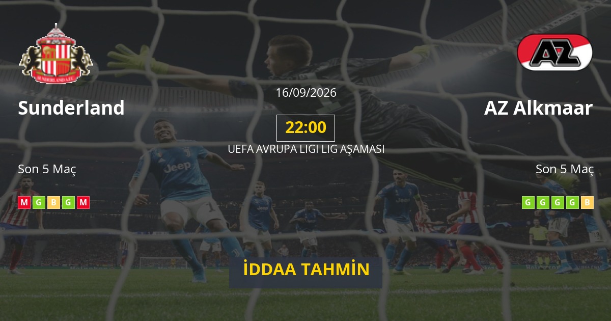 Sunderland AZ Alkmaar İddaa Maç Tahmini 16 Eylül 2026
