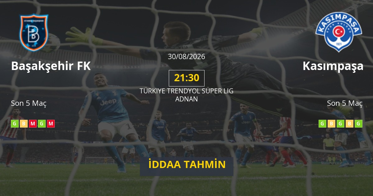 Başakşehir FK Kasımpaşa İddaa Maç Tahmini 30 Ağustos 2026