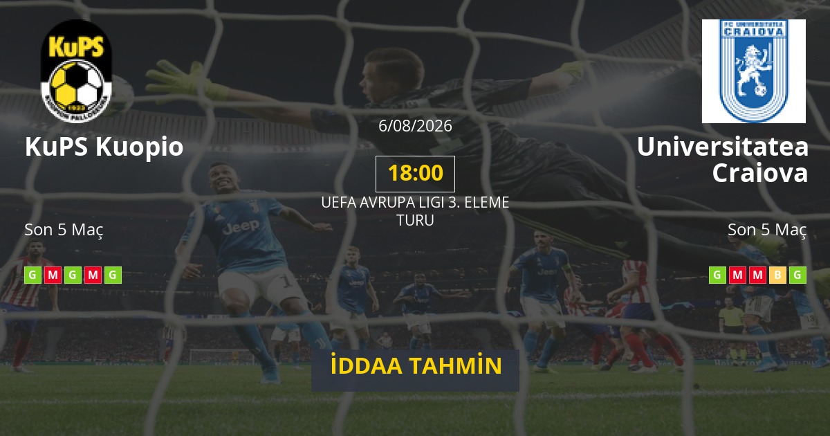 KuPS Kuopio Universitatea Craiova İddaa Maç Tahmini 06 Ağustos 2026