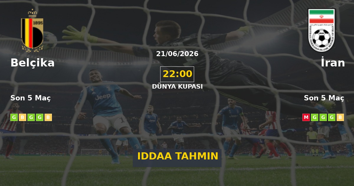 Belçika İran İddaa Maç Tahmini 21 Haziran 2026