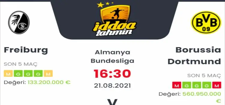 Freiburg Borussia Dortmund İddaa Maç Tahmini 21 Ağustos 2021