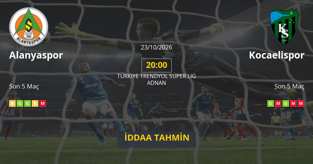 Alanyaspor Kocaelispor İddaa Maç Tahmini 23 Ekim 2026