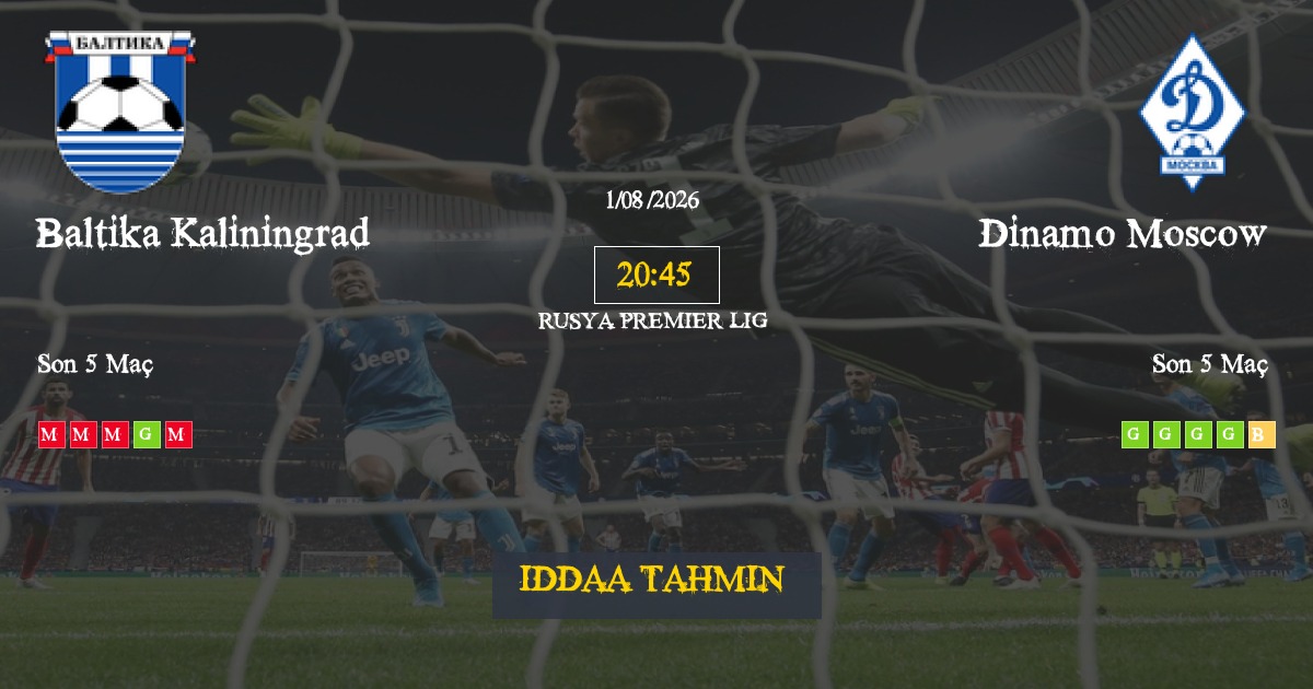 Baltika FK Kaliningrad Dinamo Moscow İddaa Maç Tahmini 01 Ağustos 2026