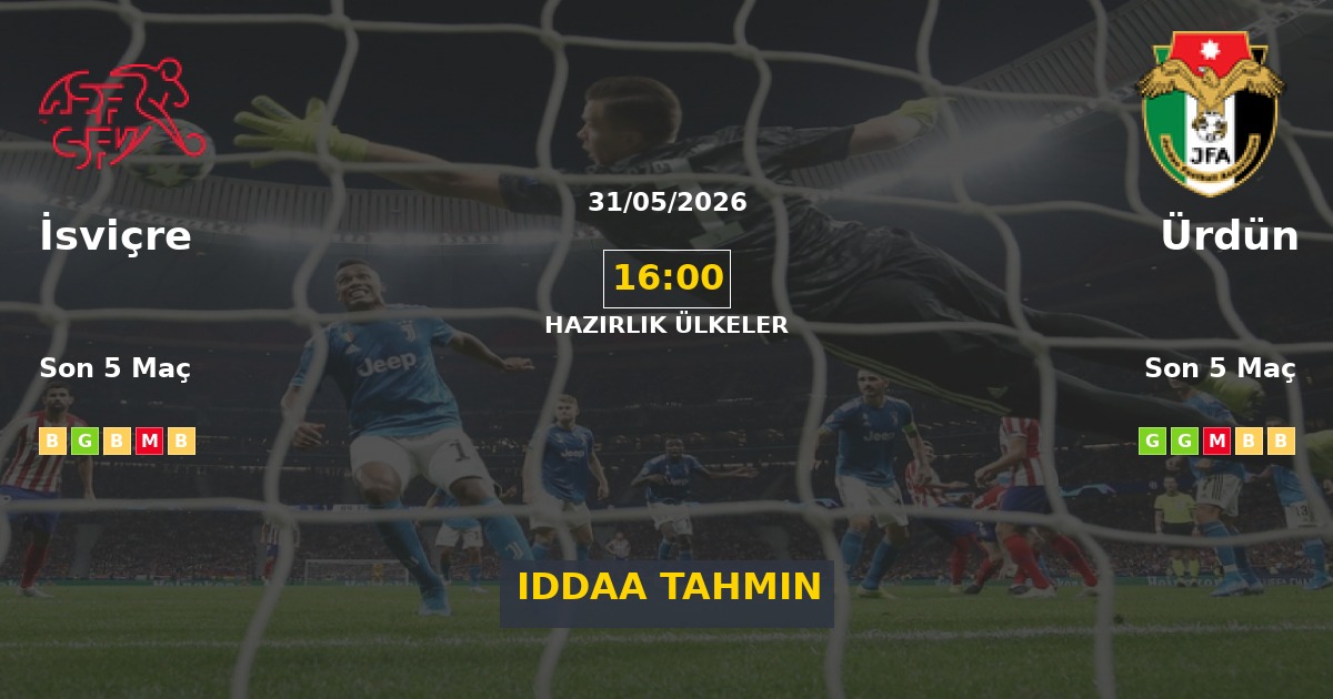 İsviçre Ürdün İddaa Maç Tahmini 31 Mayıs 2026