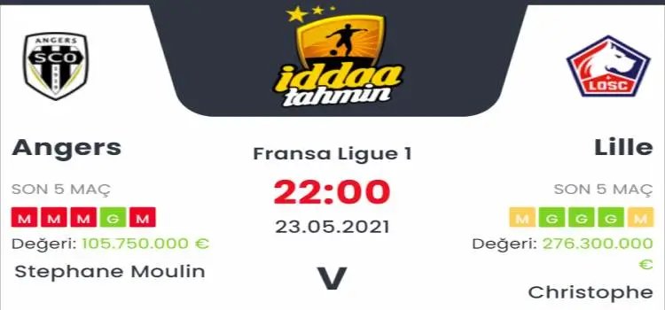 Angers Lille İddaa Maç Tahmini 23 Mayıs 2021