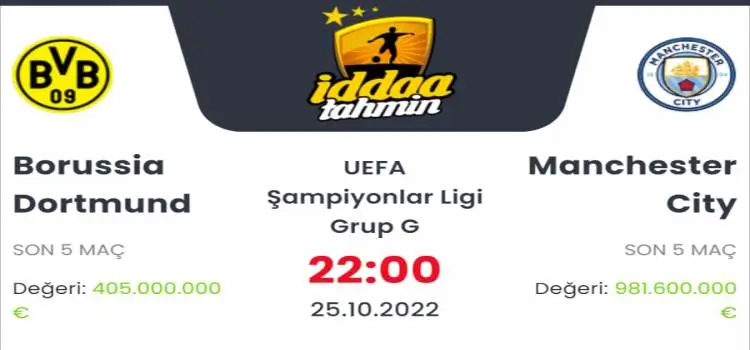 Borussia Dortmund Manchester City İddaa Maç Tahmini 25 Ekim 2022