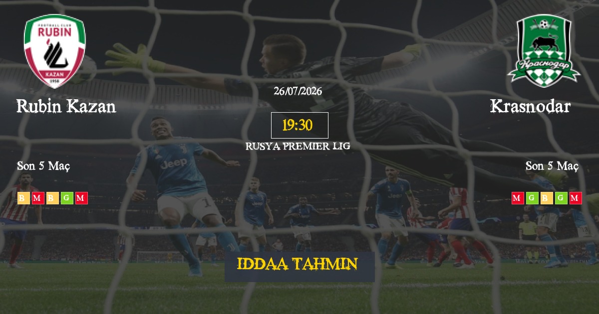 Rubin Kazan Krasnodar İddaa Maç Tahmini 26 Temmuz 2026