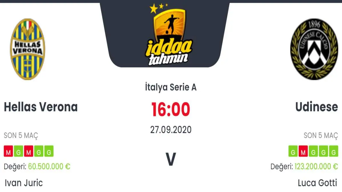 Hellas Verona Udinese İddaa ve Maç Tahmini 27 Eylül 2020