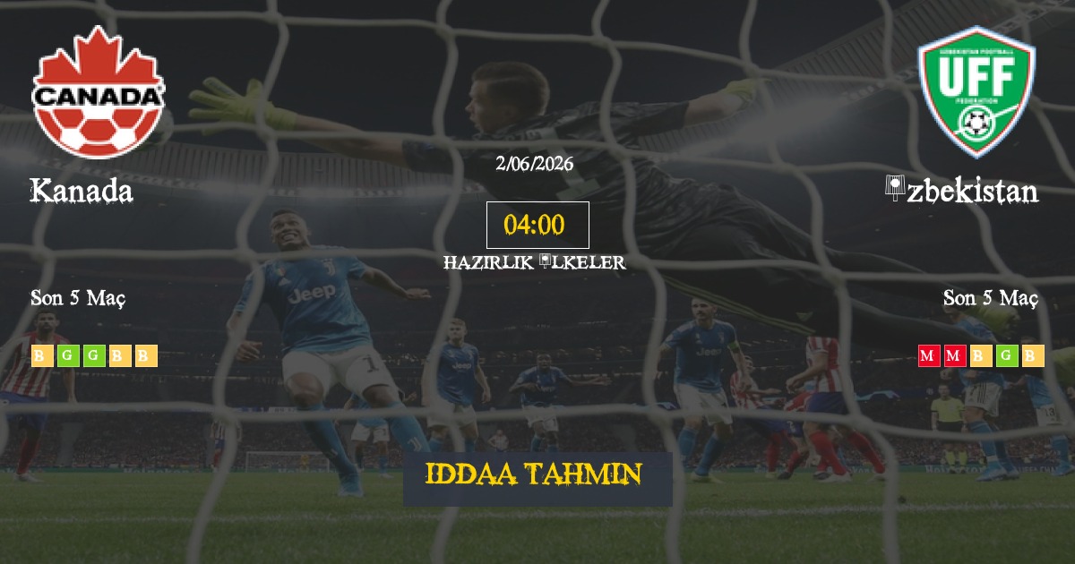 Kanada Özbekistan İddaa Maç Tahmini 02 Haziran 2026