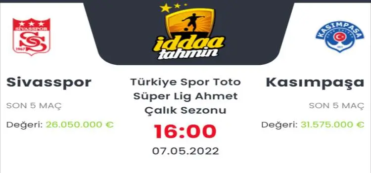 Sivasspor Kasımpaşa İddaa Maç Tahmini 7 Mayıs 2022