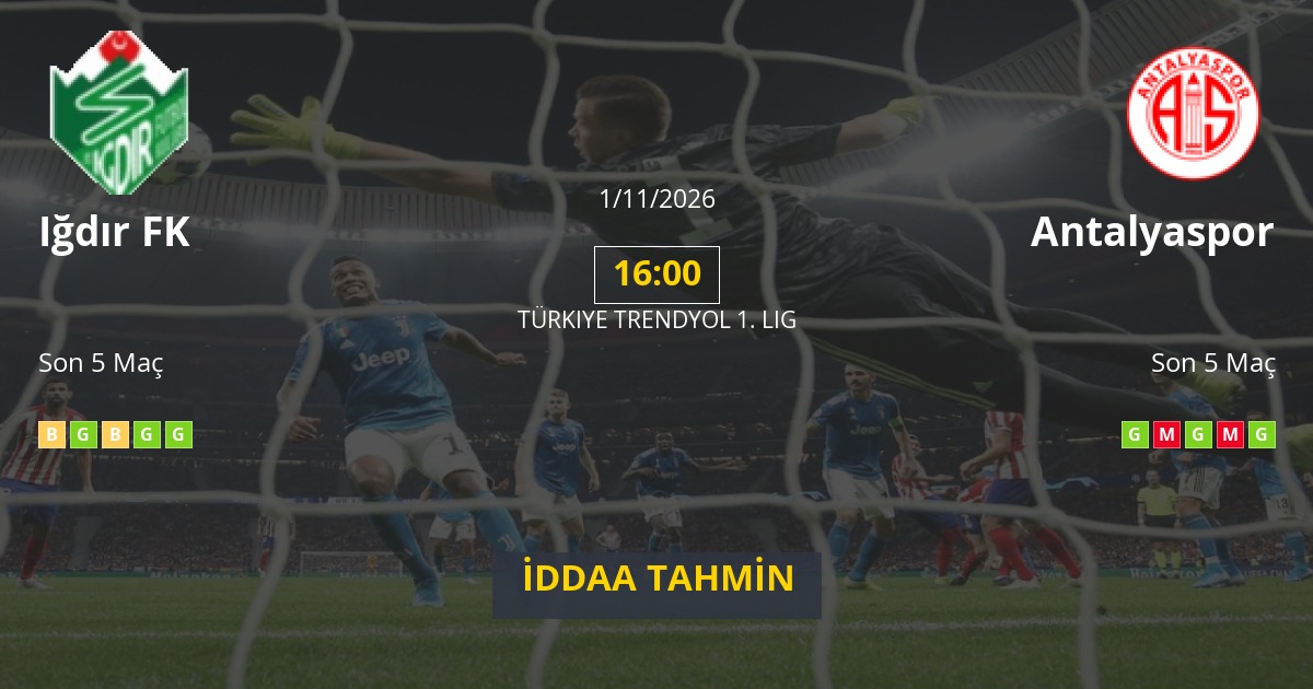 Iğdır FK Antalyaspor İddaa Maç Tahmini 01 Kasım 2026