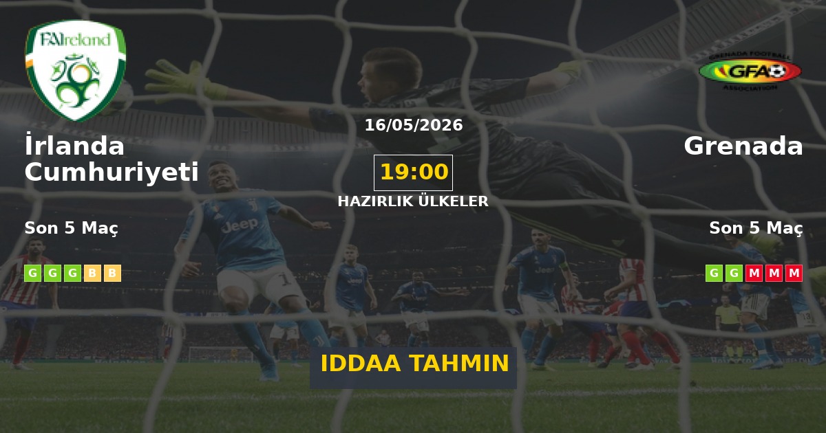 İrlanda Cumhuriyeti Grenada İddaa Maç Tahmini 16 Mayıs 2026
