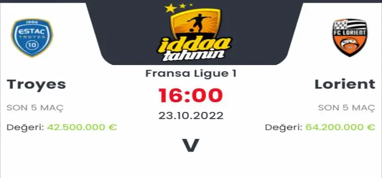 Troyes Lorient İddaa Maç Tahmini 23 Ekim 2022