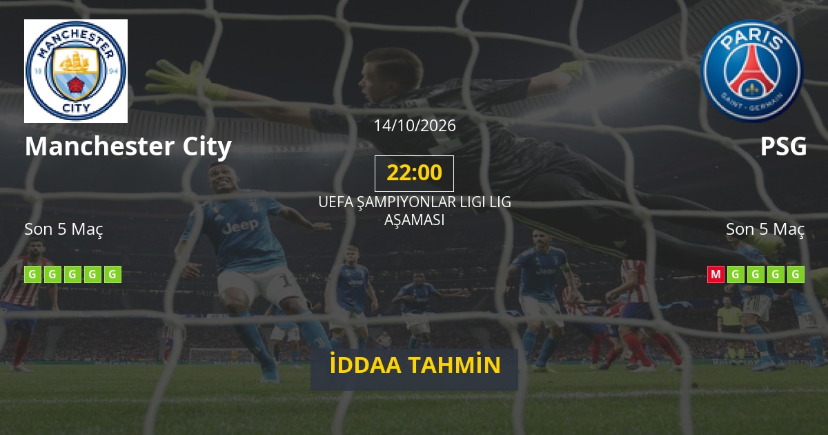 Manchester City PSG İddaa Maç Tahmini 14 Ekim 2026