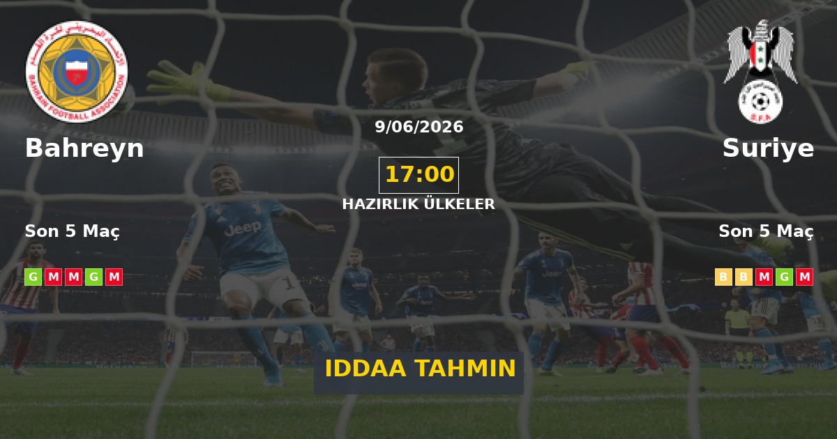 Bahreyn Suriye İddaa Maç Tahmini 09 Haziran 2026