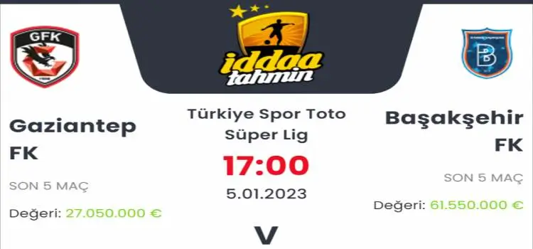 Gaziantep Başakşehir İddaa Maç Tahmini 5 Ocak 2023