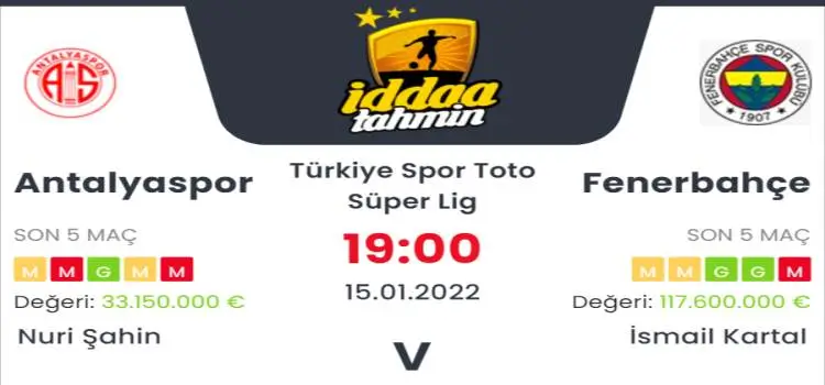 Antalyaspor Fenerbahçe İddaa Maç Tahmini 15 Ocak 2022