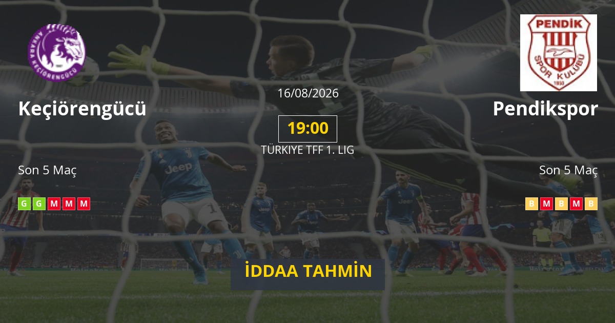 Keçiörengücü Pendikspor İddaa Maç Tahmini 16 Ağustos 2026