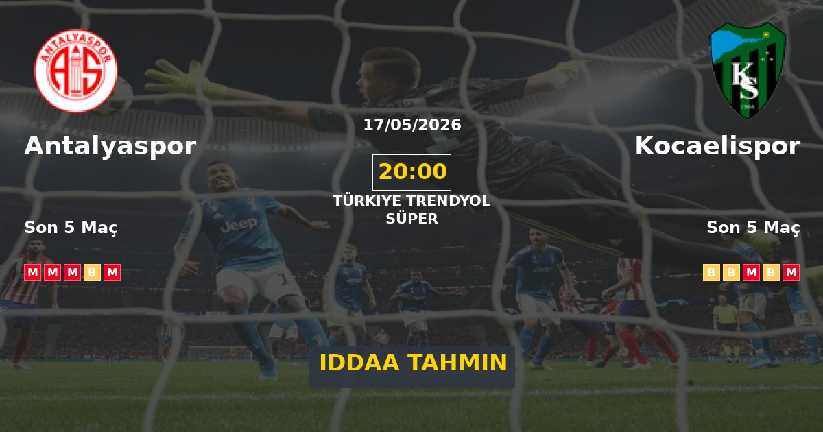 Antalyaspor Kocaelispor İddaa Maç Tahmini 17 Mayıs 2026