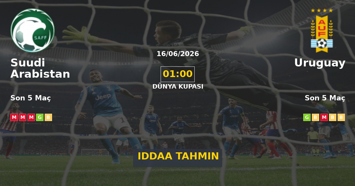 Suudi Arabistan Uruguay İddaa Maç Tahmini 16 Haziran 2026